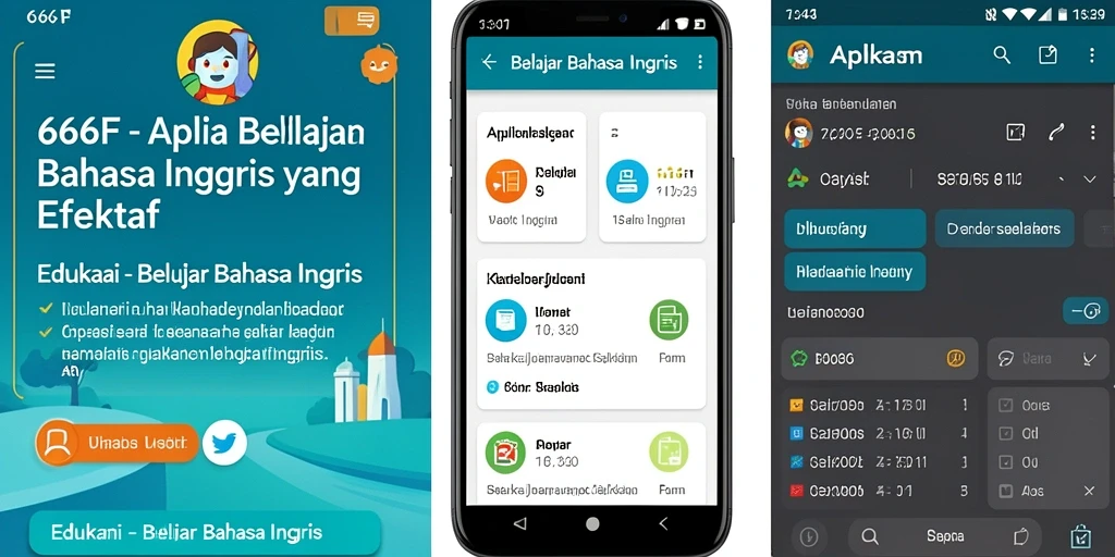 Tampilan antarmuka aplikasi 666F untuk belajar bahasa Inggris.