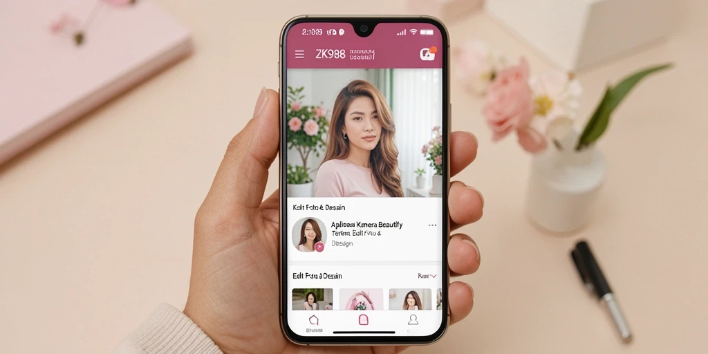 Antarmuka pengguna ZK988 yang bersih dan menarik bagi aplikasi Kamera Beautify.